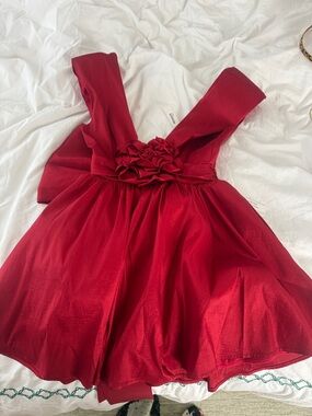 For Love And Lemons Crimson Rosette Fit-and-Flare Dress